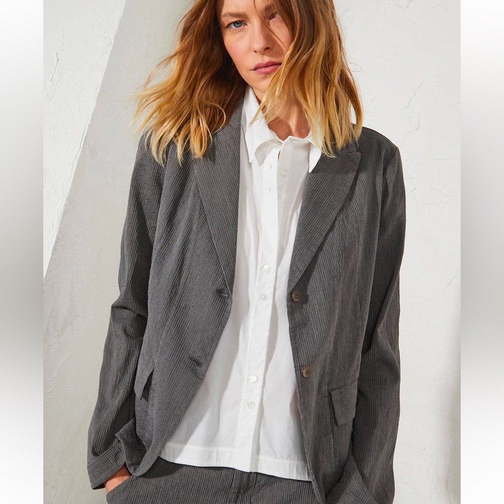 Transit Par Such Grey Ribbed Soft Cotton Jacket